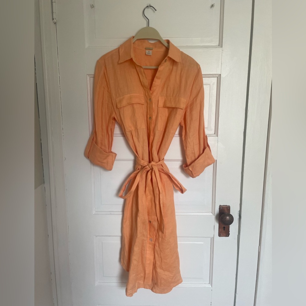 Magaschoni Linen Shirt Dress, S